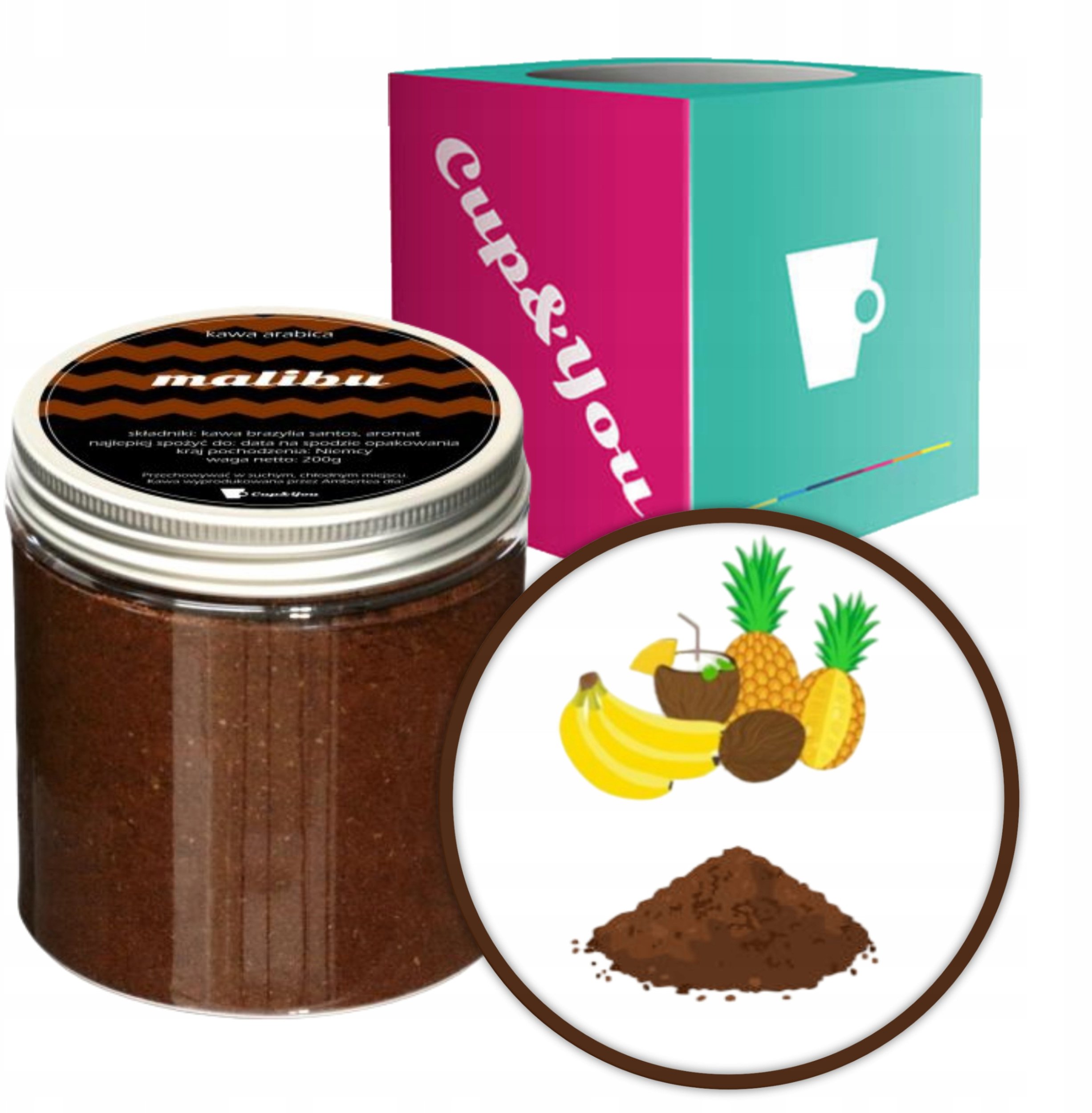 Kawa mielona Cup&You Kawa aromatyzowana o smaku MALIBU mielona deserowa ARABICA 200g