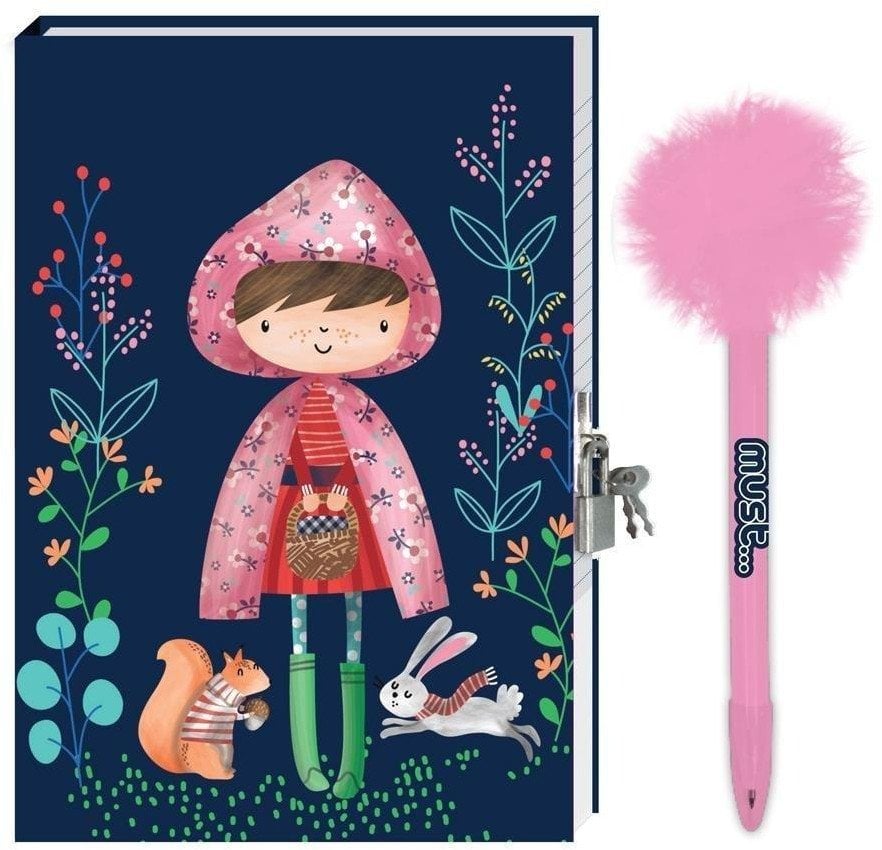 Pamiętnik+długopis z pomponem Czerwony Kapturek