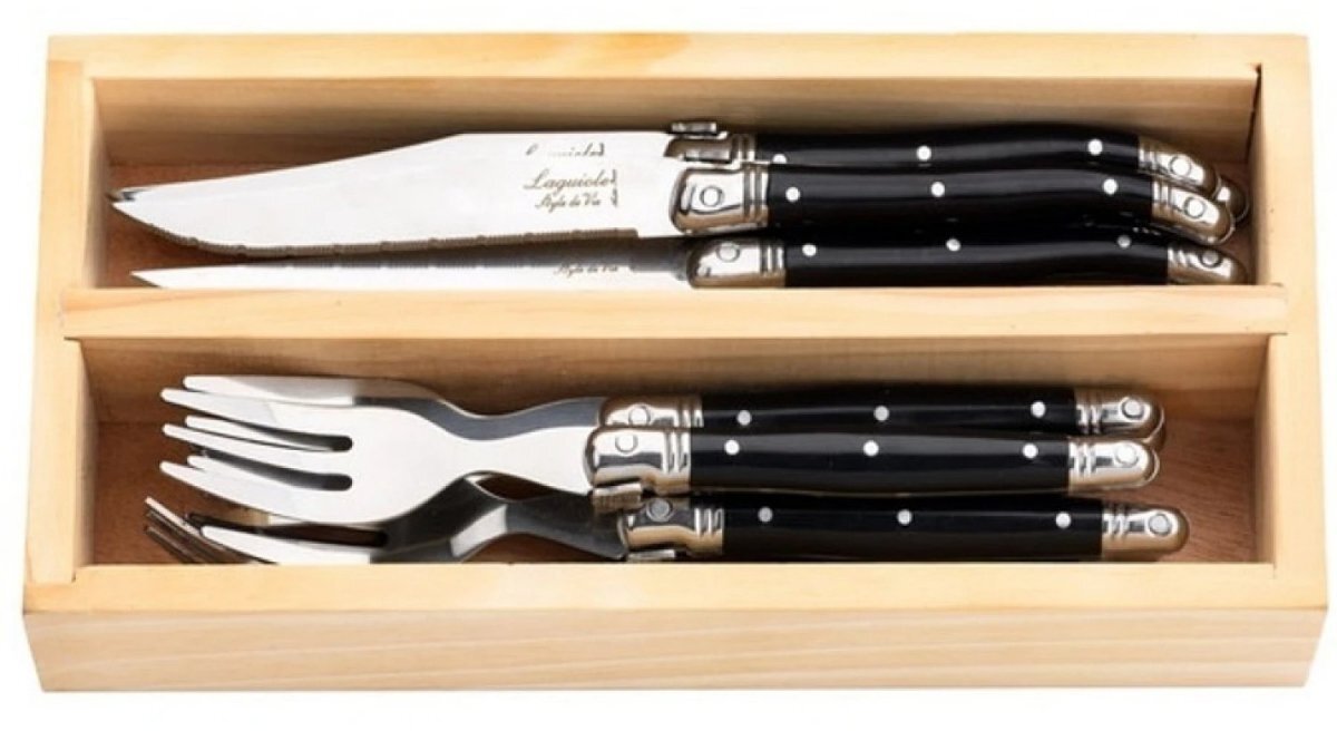 Lumarko Laguiole Style de Vie - Premium Mini Zestaw Sztućców, Czarny, 12 Elementów
