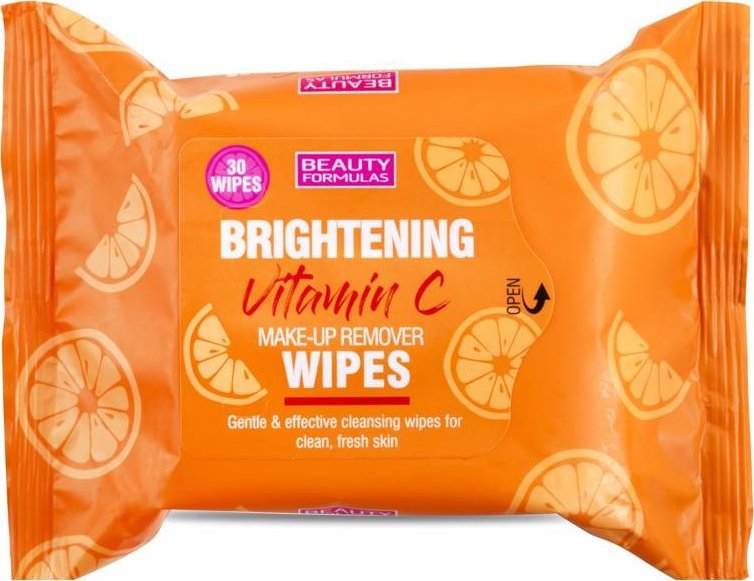 Beauty Formulas Beauty Formulas Brightening Vitamin C Chusteczki oczyszczające do twarzy z Witaminą C 1op.-30szt