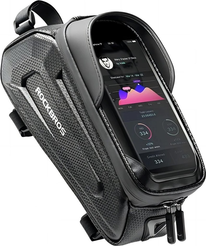 RockBros Sakwa rowerowa na ramę pancerna z kieszonką na telefon nawigację 1.7l - czarna ROCKBROS