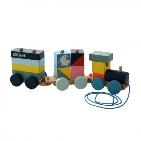 Barbo Toys Klocki, drewniany pociąg, muminki, zestaw 23 el.
