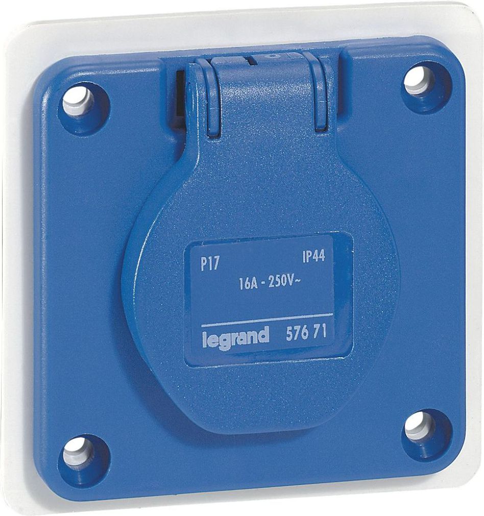 Legrand Gniazdo tablicowe z uziemieniem IP44 niebieskie 2P+Z P17 (057671)
