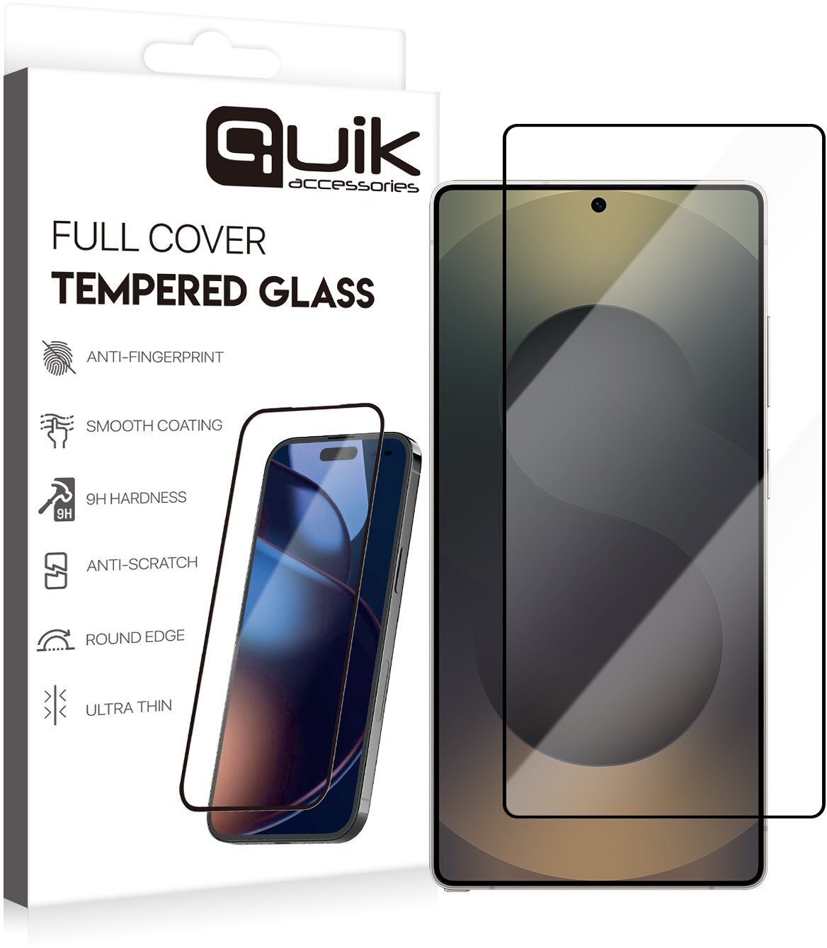 Quik Accessories Full Cover Tempered Glass for Samsung Galaxy S26 Ultra
