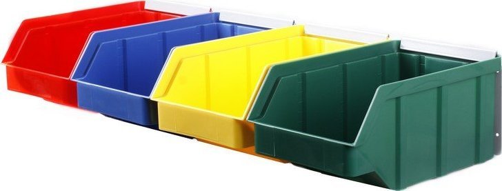 qBox Listwa do zawieszania pojemników warsztatowych, wym. listwy 800 x 170 mm - 4 pojemniki (Listwa z pojemnikami)