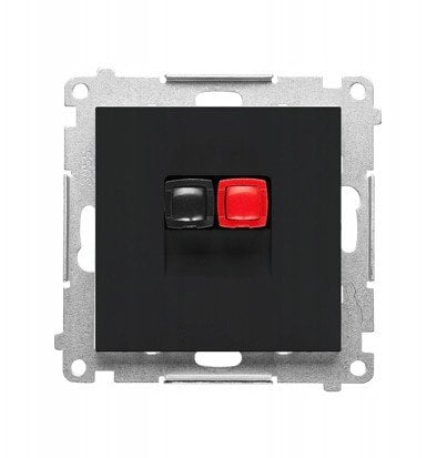 Gniazdo głośnikowe Kontakt-Simon 55 TGL1.01/149 pojedyncze moduł, przekrój przewodów dla wejścia i wyjścia 2,5 mm2 czarny mat