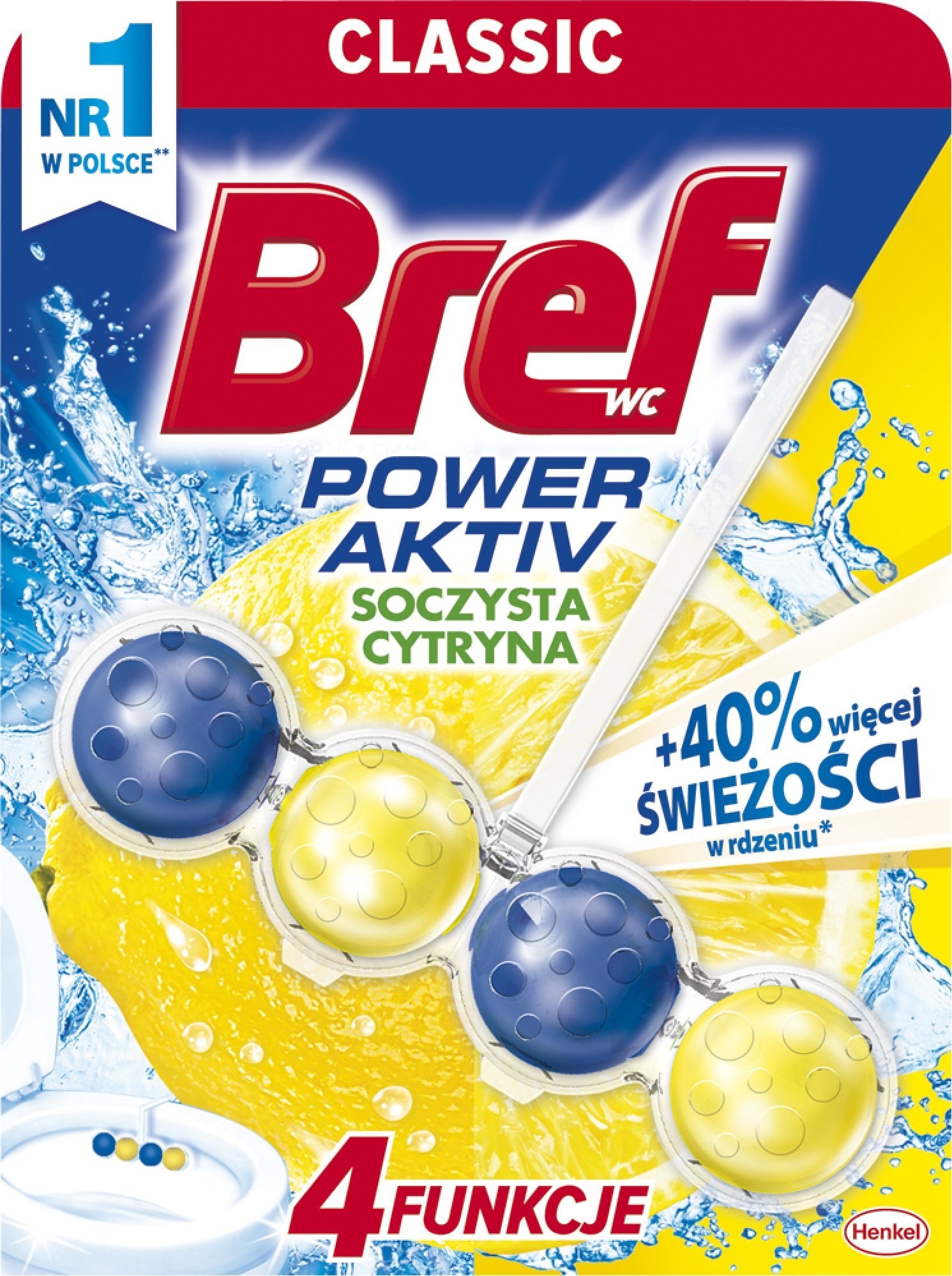 Bref Zawieszka WC kulki POWER ACTIV CH-lkkbpkole0050x010 Lemon 50g