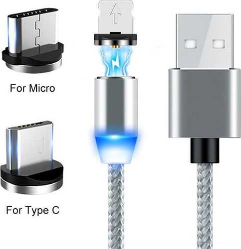 Kabel USB Prolink USB-A - microUSB + USB-C Szary (023344)