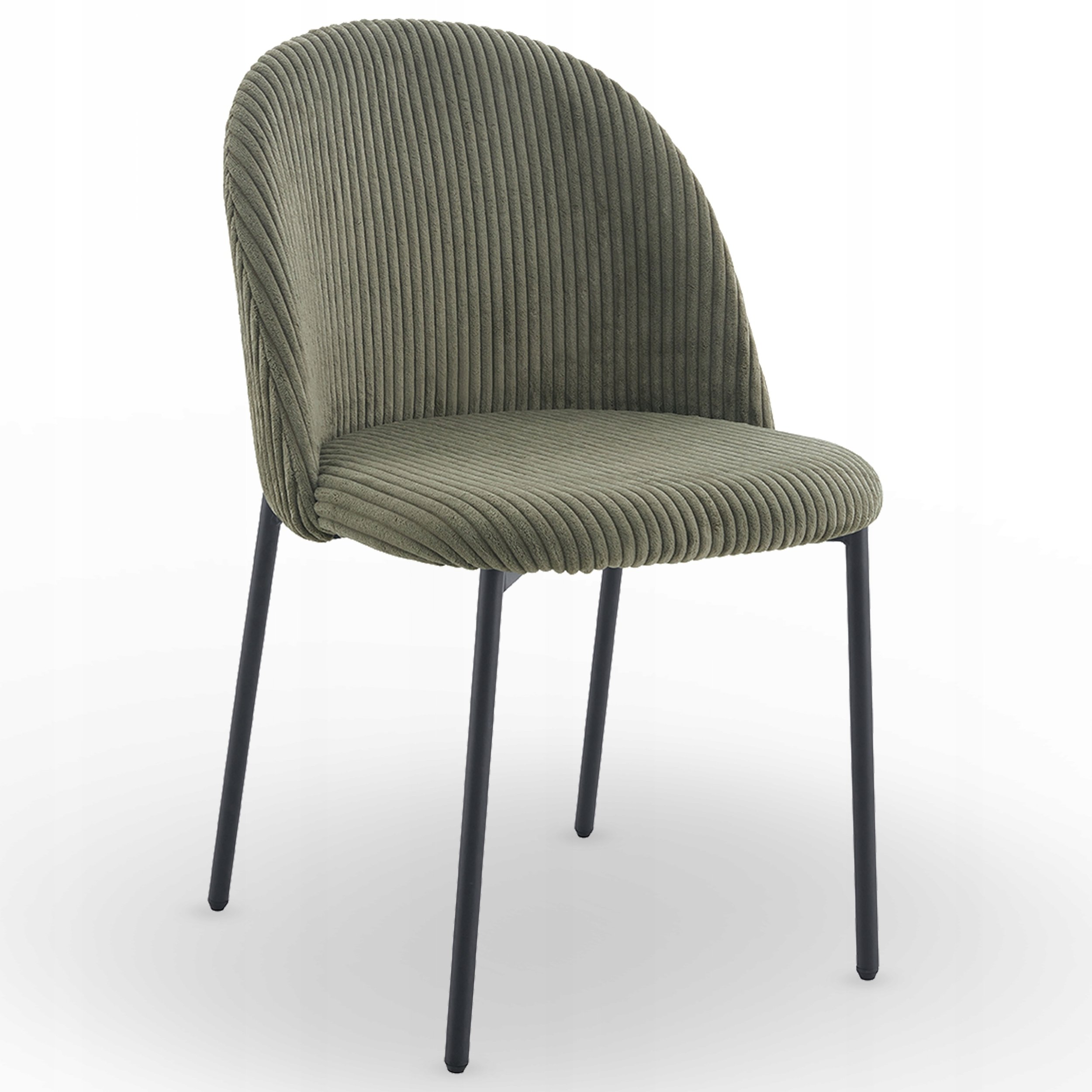 Krzesło sztruksowe oliwkowe INES czarne nogi do salonu kuchni jadalni