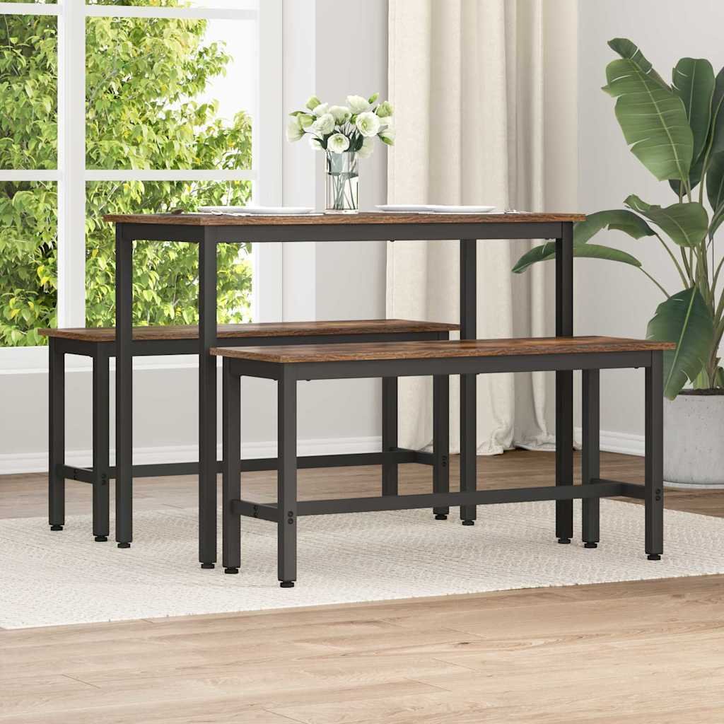 vidaXL Ławka jadalniana 2 pcs Dąb wędzony 100 x 32,5 x 48,5 cm