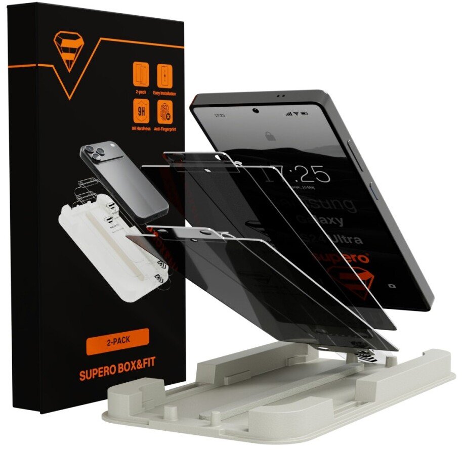 SUPERO Szkło hartowane prywatyzujące Supero Box&Fit do Samsung Galaxy S24 Ultra, 2 szt. + aplikator