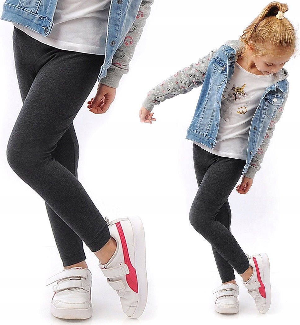 Legginsy dziecięce długie bawełniane klasyczne Grafitowe 158