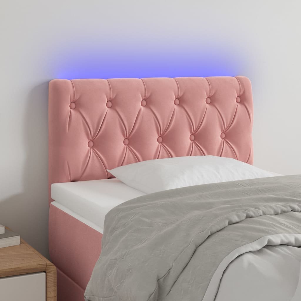 Фото - Інші меблі VidaXL Zagłówek do łóżka z LED, różowy, 80x7x78/88 cm, aksamit 