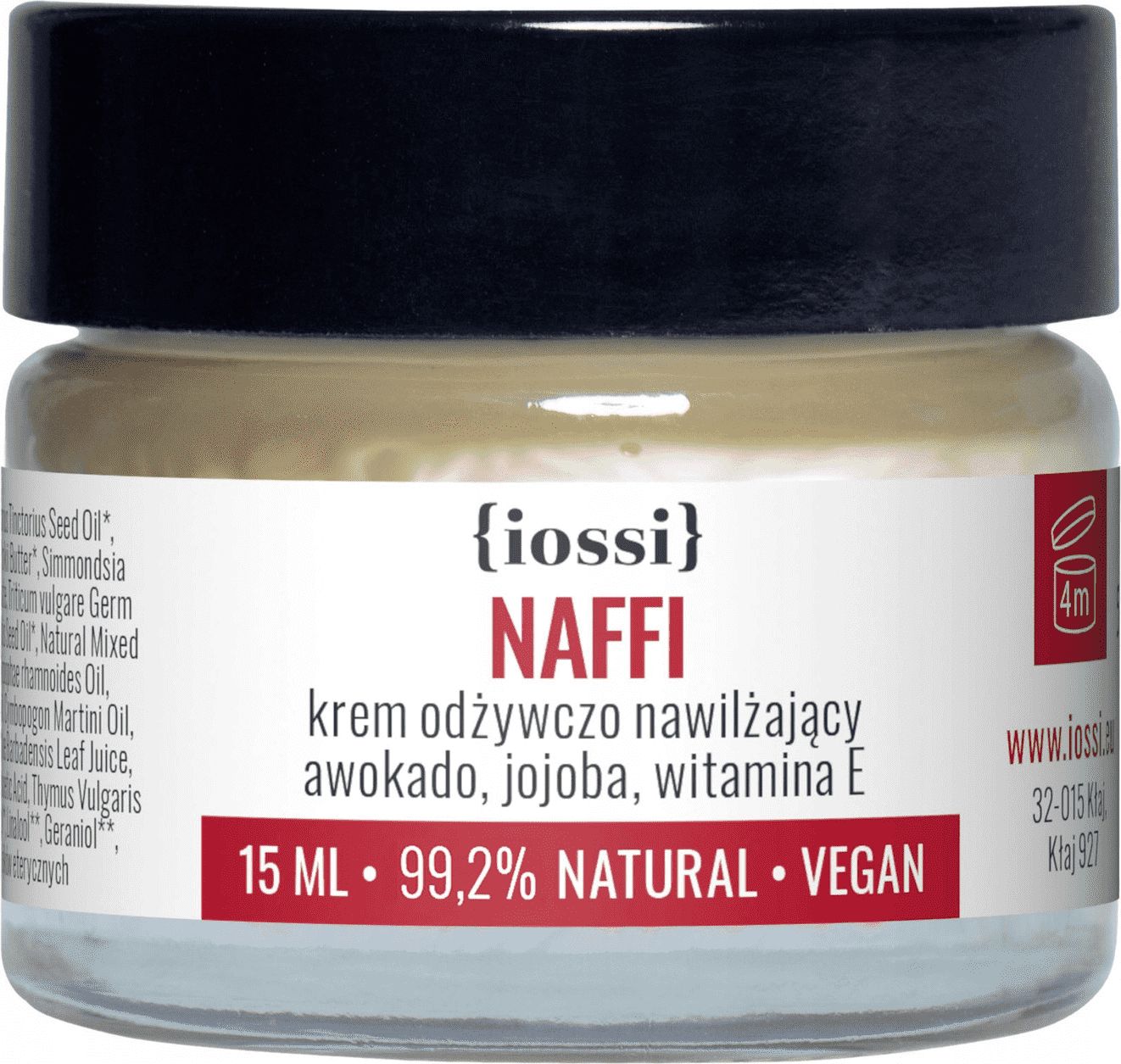 Iossi Krem do twarzy Naffi awokado/jojoba/witamina E odżywczo-nawilżający 15ml
