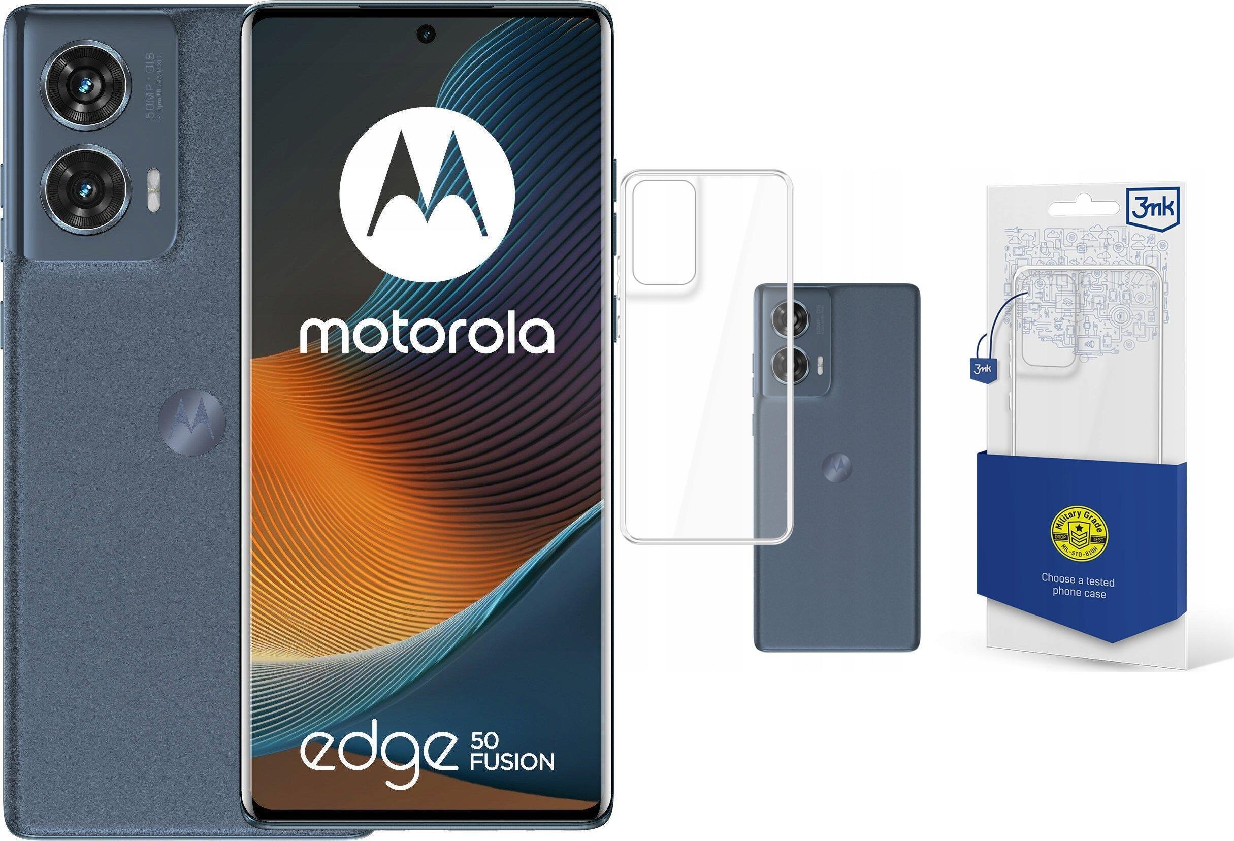 Smartfon Motorola Edge 50 Fusion 8/256GB Granatowy (XT2429-2) + Etui Clear Case