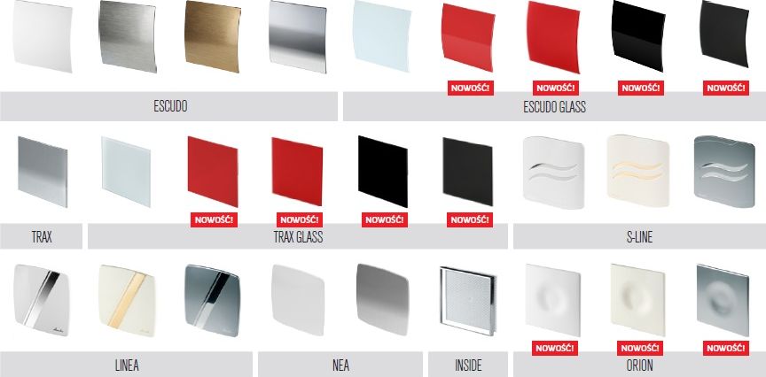 AWENTA Wentylator łazienkowy ścienny wyłącznik pociągany cichy energooszczędny kolory szkło KWS100W Wentylator domowy kuchenny fi100 szkło