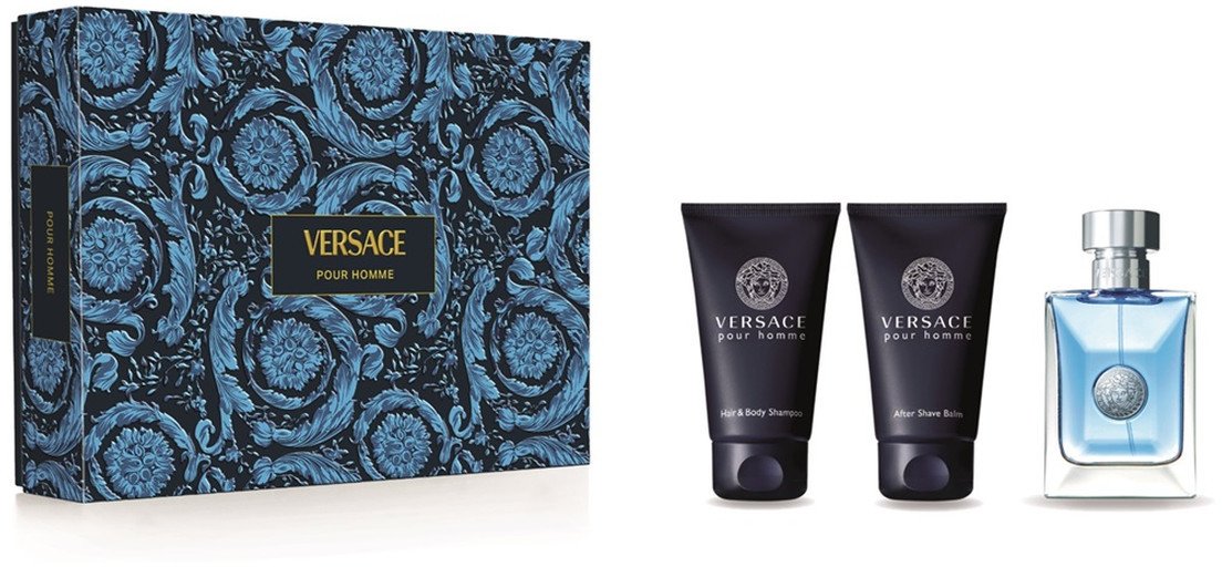 Versace Pour Homme Zestaw woda toaletowa spray 50ml + żel pod prysznic 50ml + balsam po goleniu 50ml