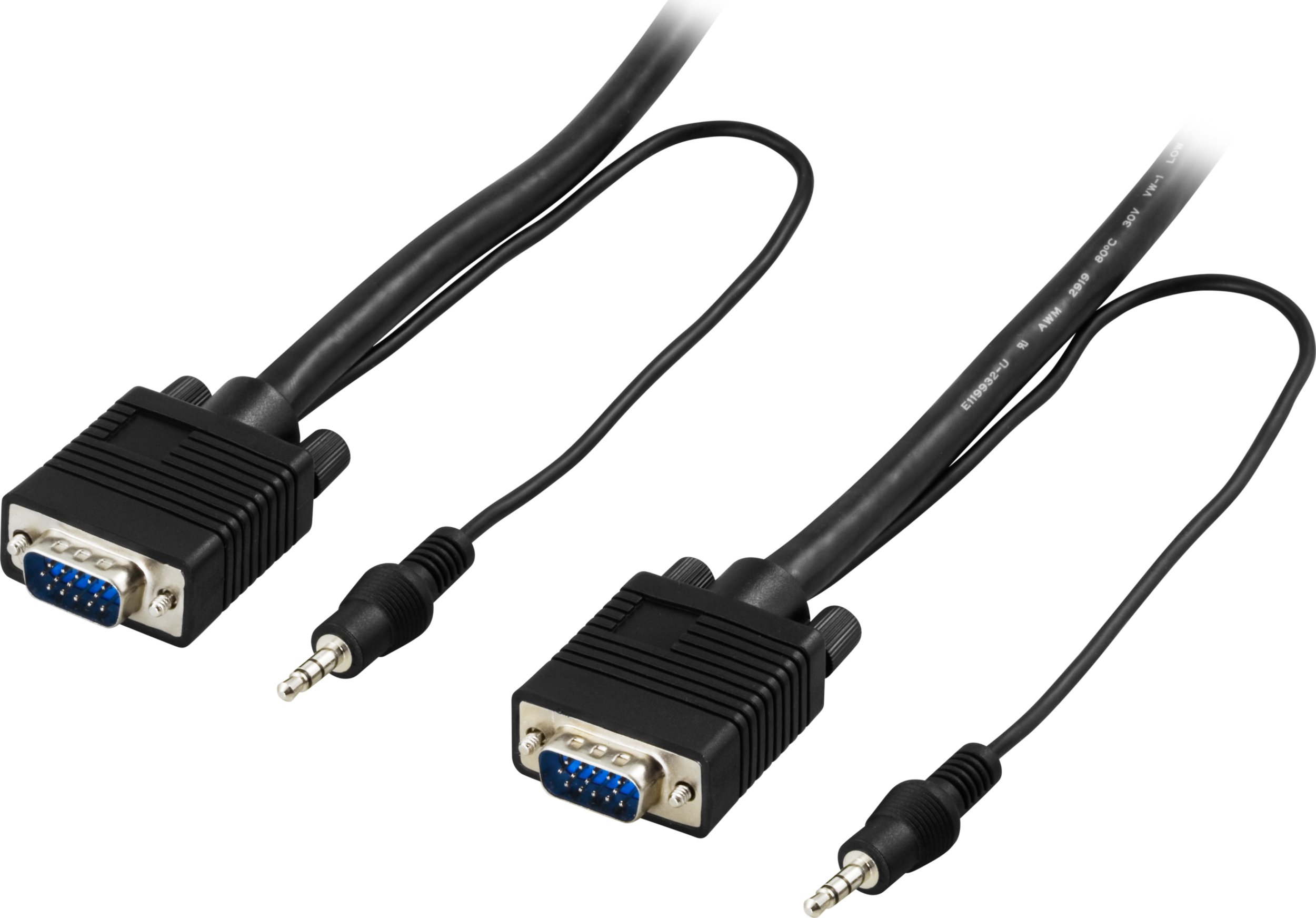 Deltaco Monitor cable RGB HD15 3.5mm audio 5m black