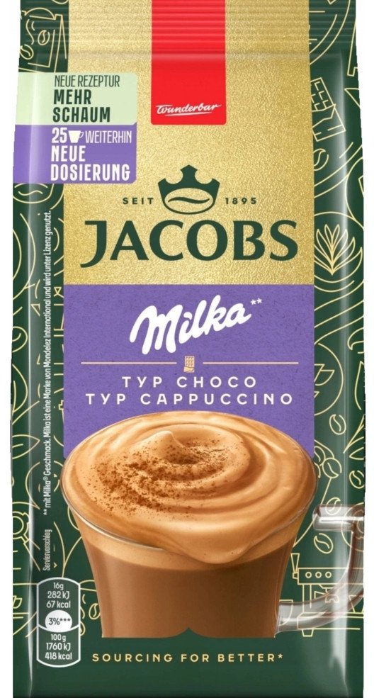 Jacobs Kawa rozpuszczalna Cappuccino czekoladowy Milka 400g -