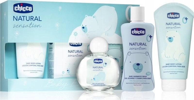 CHICCO_SET Natural Sensation płyn do ciała i włosów 200ml + balsam do ciała 150ml + woda perfumowana 100ml