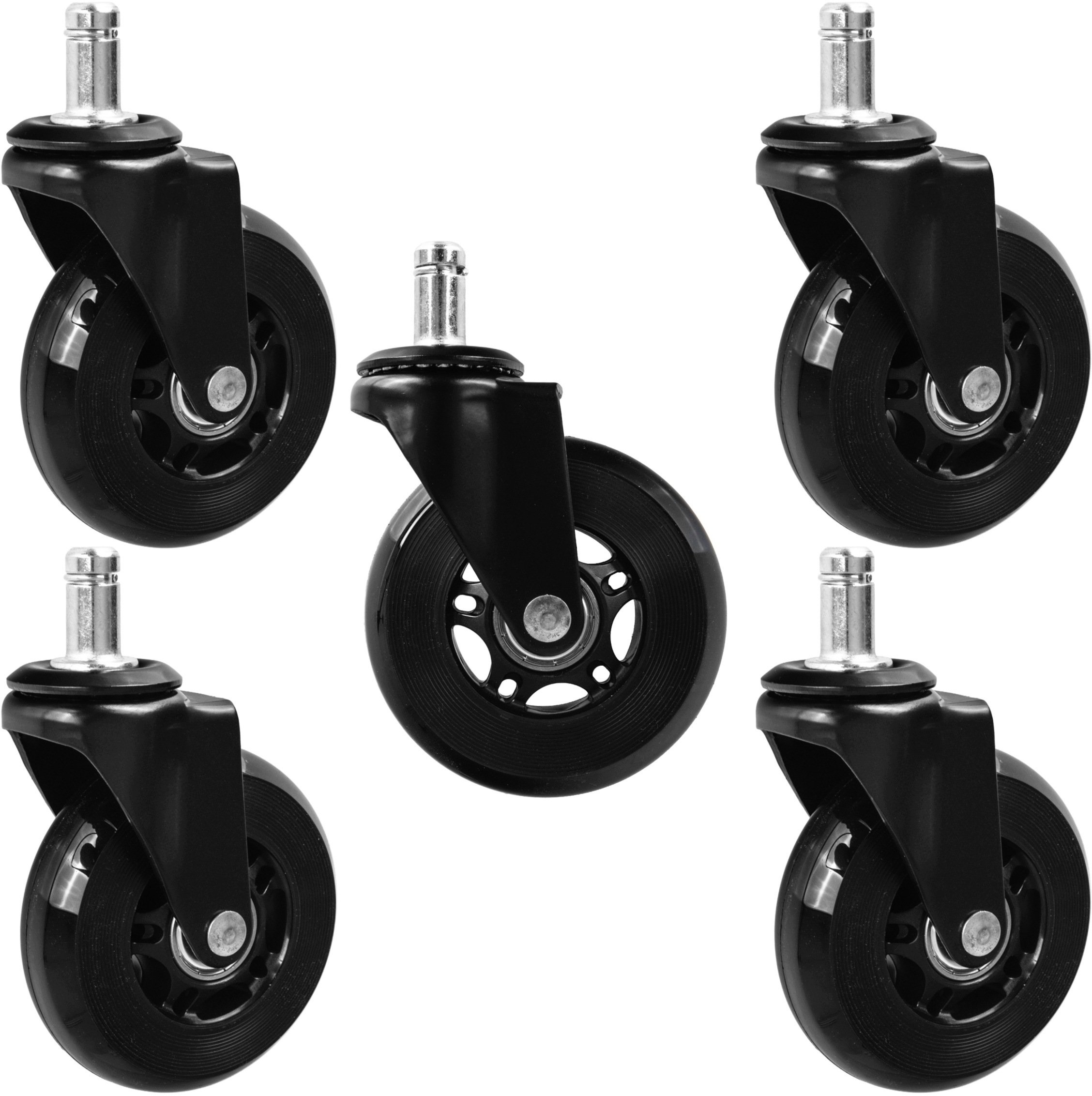 Geko Kauczukowe kółka do fotela czarne 75mm 45kg- 5szt (12) (5903418305581)