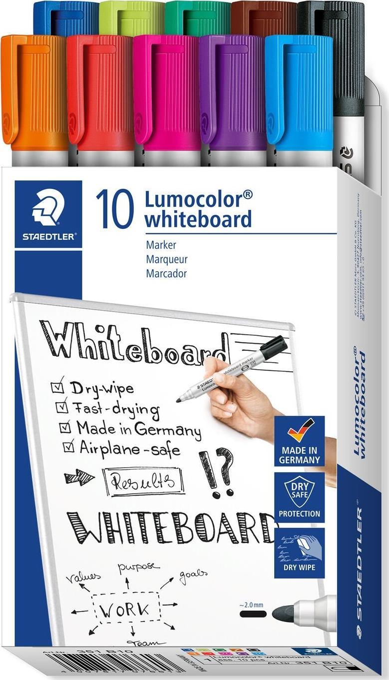 Staedtler Marker suchościeralny do tablic 10 kolorów opak Staedtler