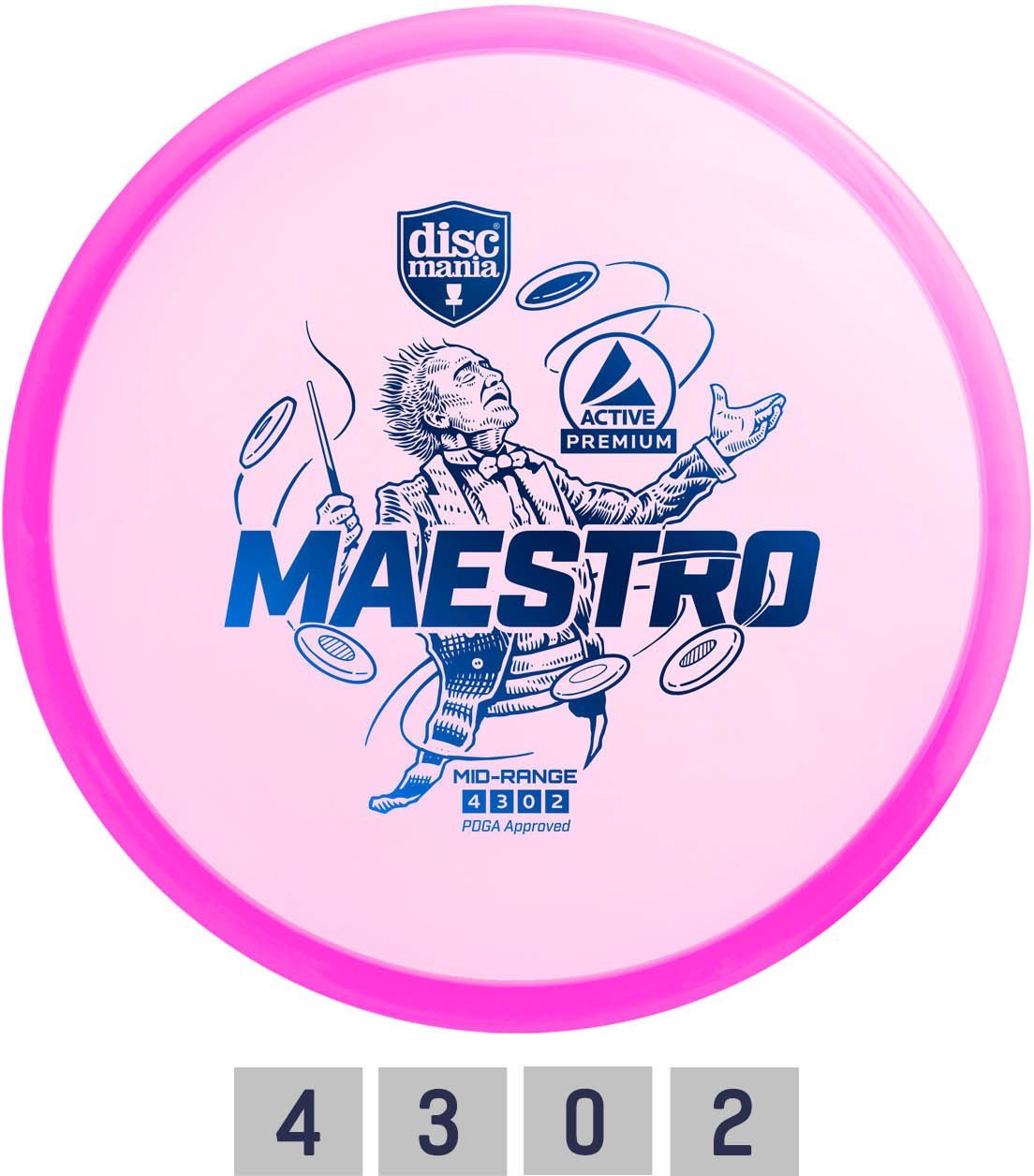 Pink Diskgolfo diskas Midrange Driver MAESTRO Active Premium Pink