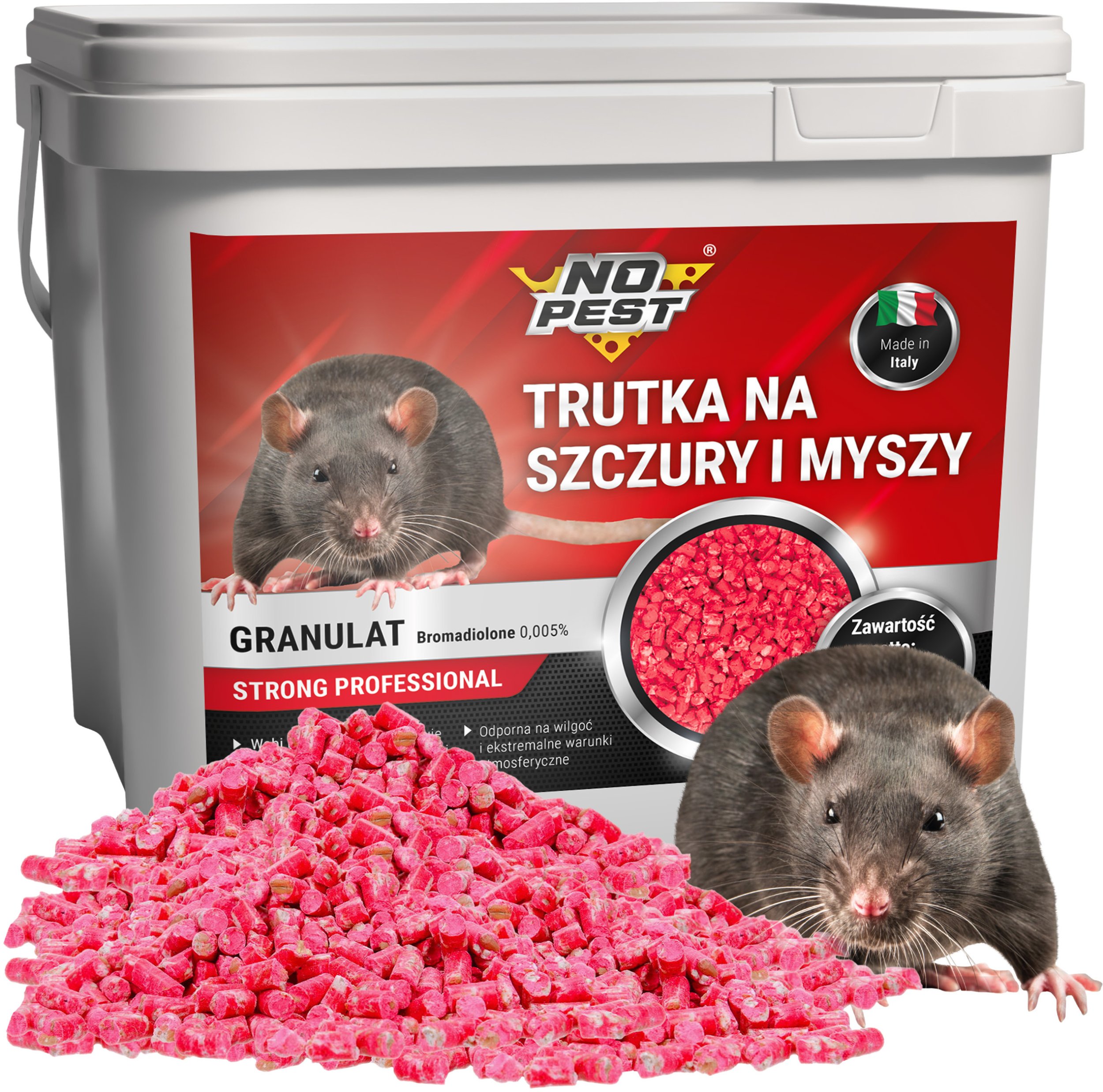 NO PEST Trutka na Szczury i Myszy Trucizna Środek Pellet Granulat Bromadiolon 5kg