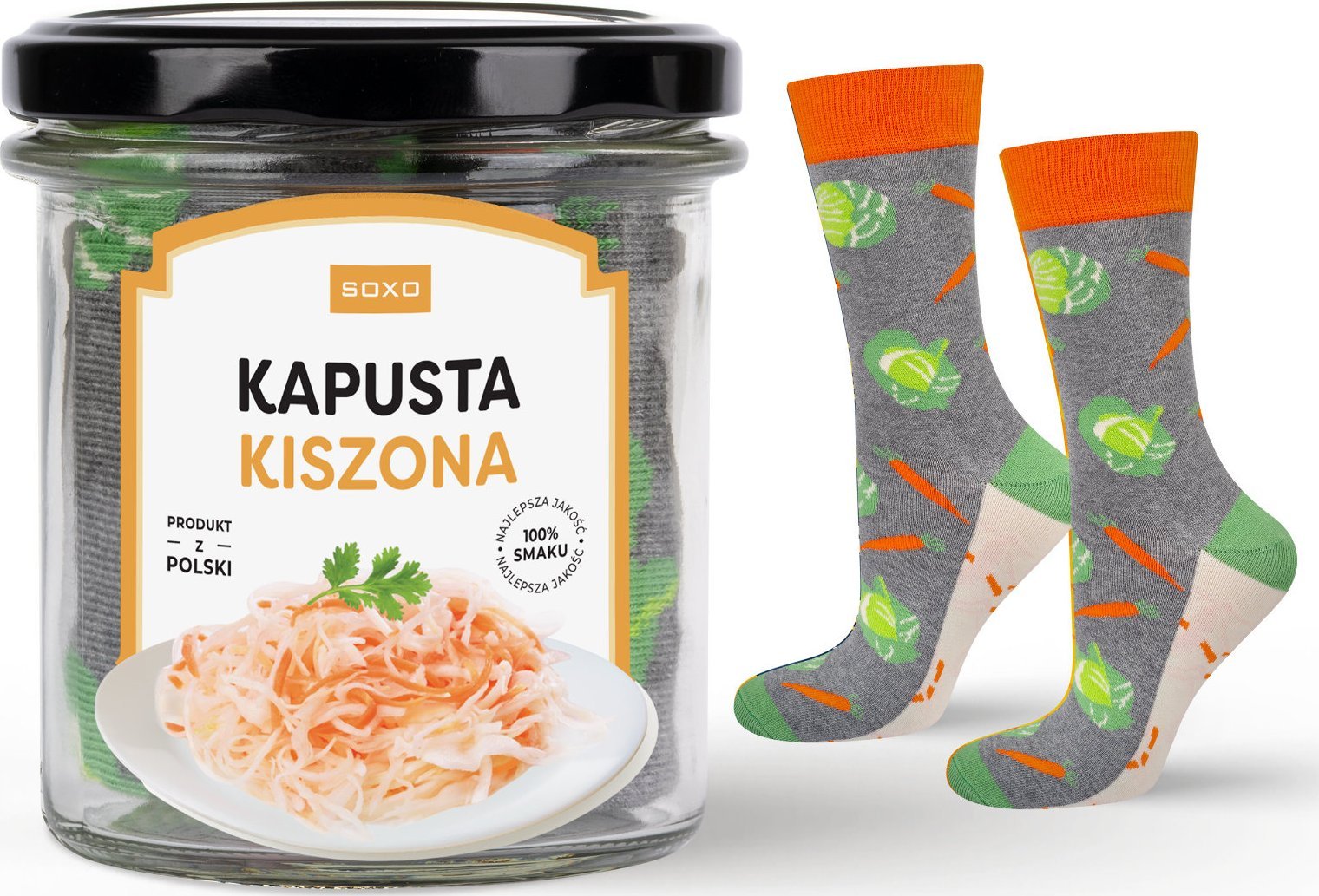 Soxo Skarpetki męskie SOXO kapusta kiszona w słoiku 4045