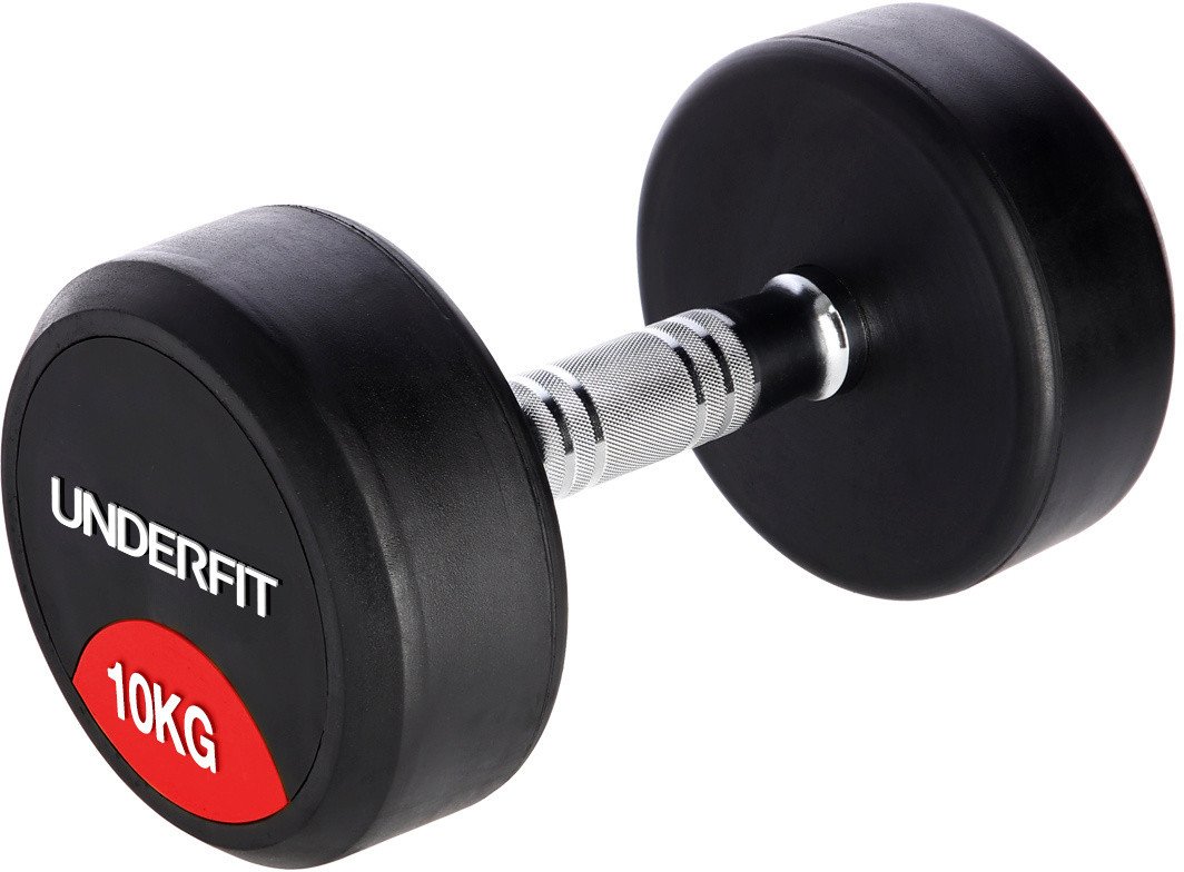 Hantla gumowana 10 kg UNDERFIT do ćwiczeń siłowych fitness