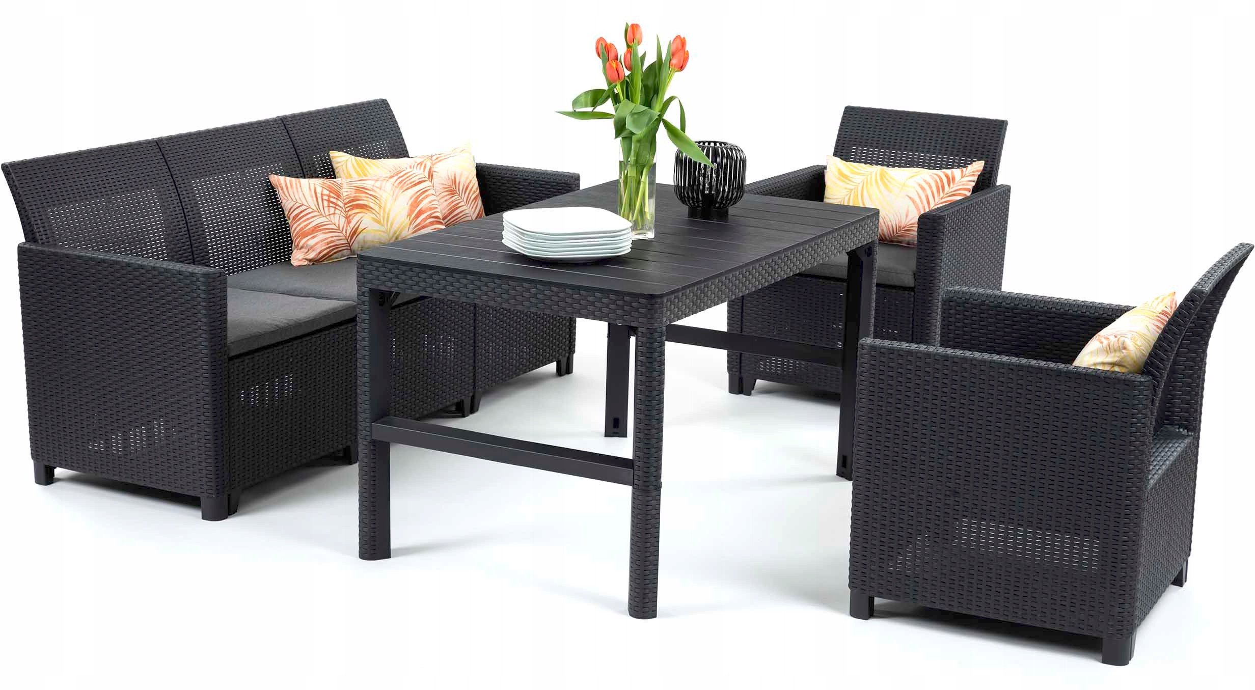 Zestaw mebli ogrodowych dla 5 osób Marie 3-set Lyon grafitowy