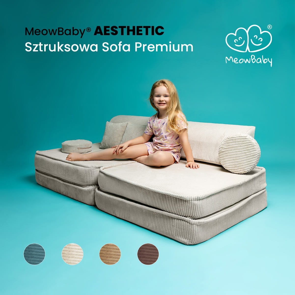 Фото - Диван Budowa MeowBaby MeowBaby Aesthetic Sztruksowa sofa dziecięca Prem 