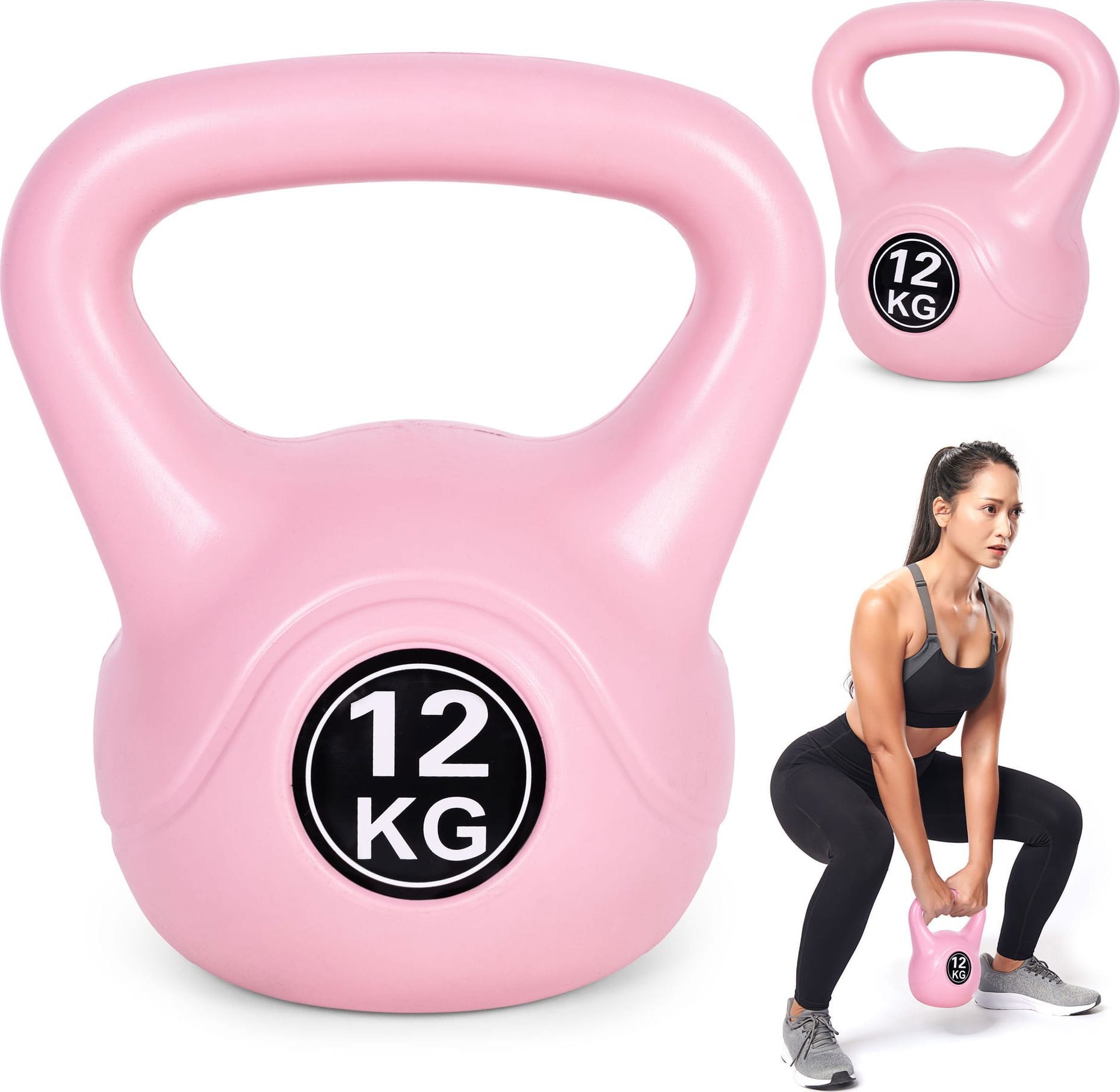 Kettlebell kettle 12 kg do ćwiczeń hantla kula odważnik obciążenie ciężar fitness różowy ModernHome
