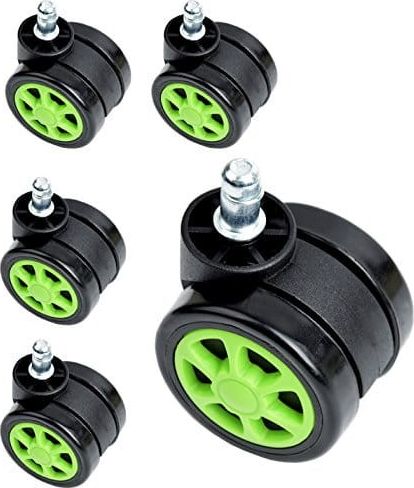 Zenga kółka do fotela kauczukowe miękkie 5szt. zielone