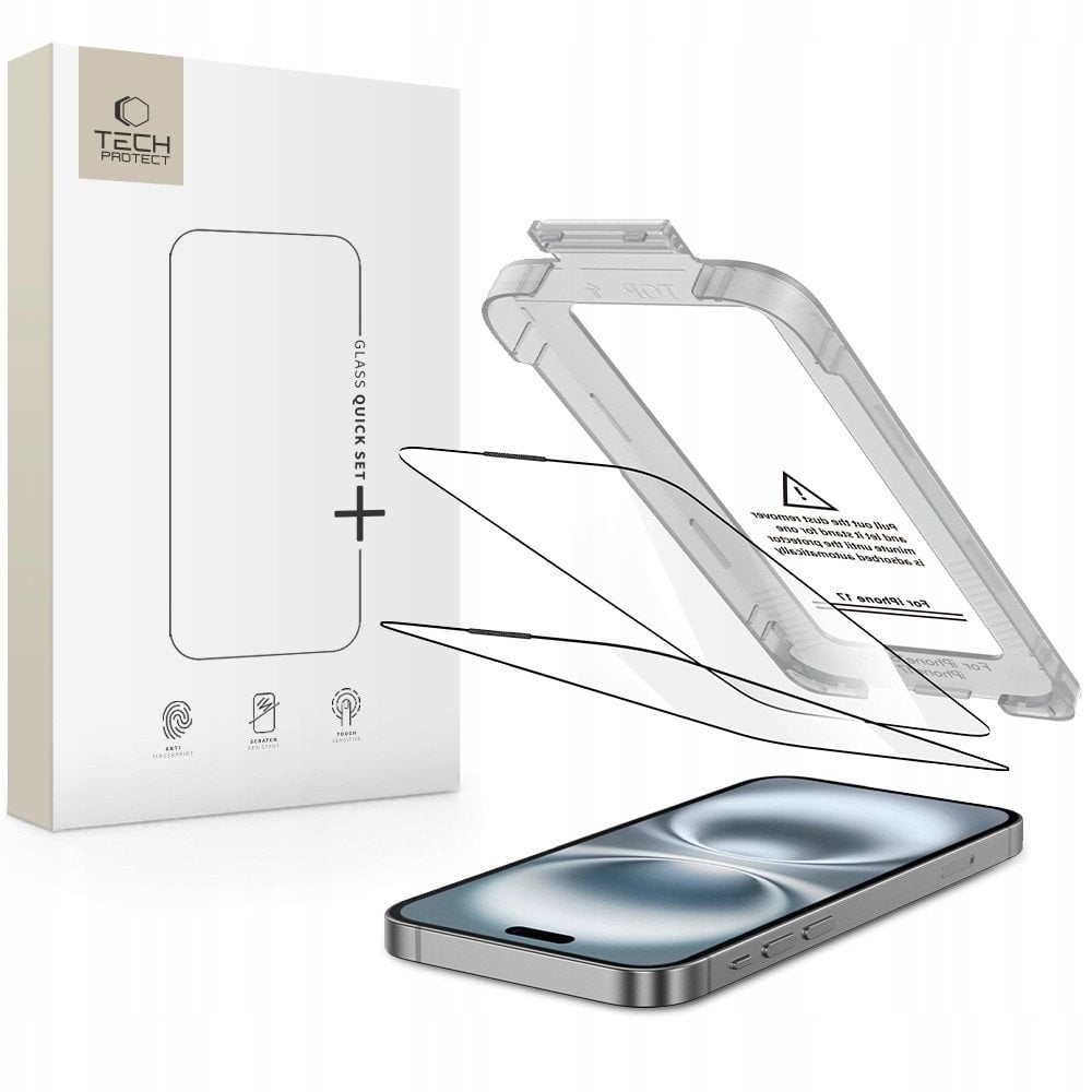 Tech-Protect Szkło hartowane Quick Set+ 2-pack na iPhone 17 - czarne