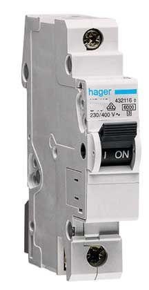 Hager Wyłącznik nadprądowy 1P B 10A 6kA AC (MBN110E)
