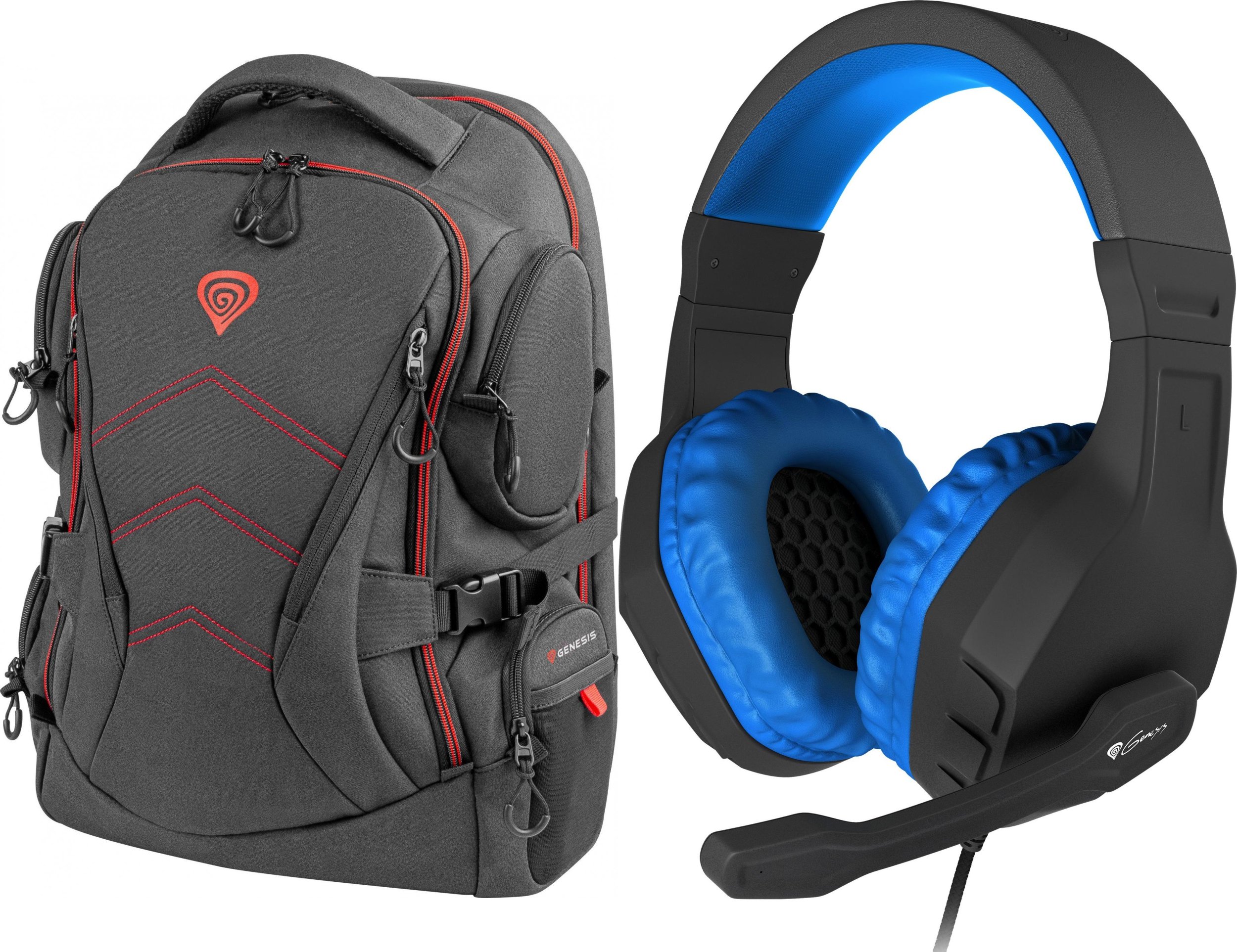 Plecak GENESIS Plecak Genesis Pallad 550 17.3" (NBG-1691) + Słuchawki Argon 200 Niebieskie (NSG-0901)