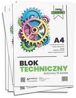 Wektor Blok techniczny A4/10K kolor premium 240g (10szt)