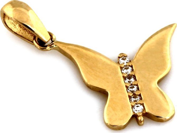 Zdjęcia - Pozostała biżuteria Lovrin Złota przywieszka 585 motylek z cyrkoniami 0,74g