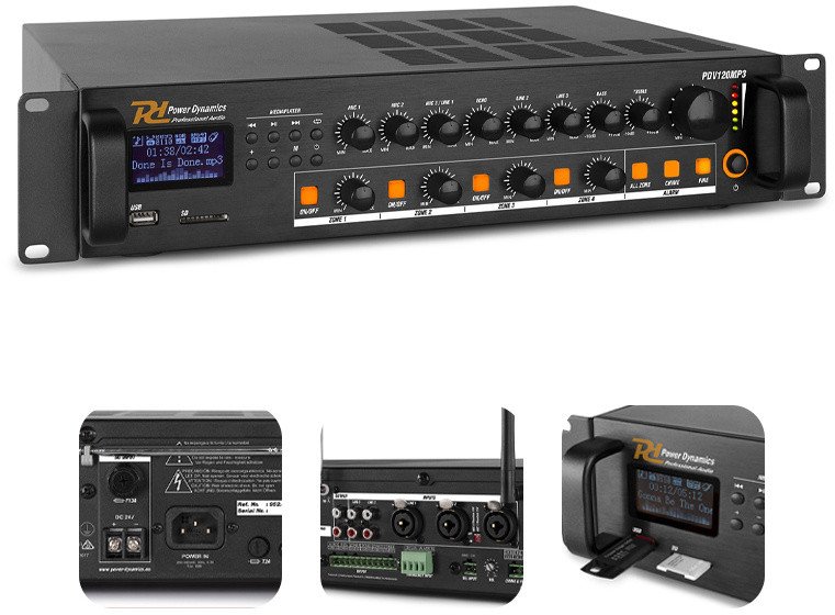 Power Dynamics Wzmacniacz PA 100V 120W PDV120MP3 one size