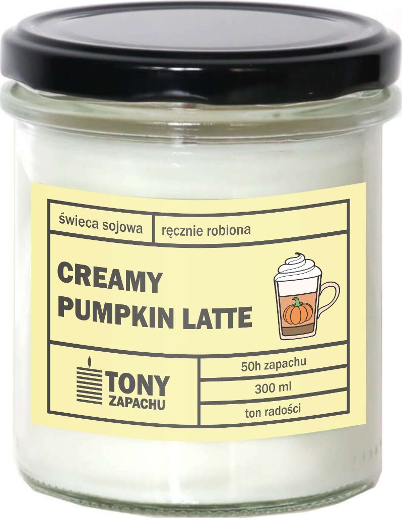 Cup&You świeca sojowa Creamy Pumpkin Latte o zapachu dyni i spienionej śmietanki, w szklanym naczyniu, idealna jako podarunek dla bliskich, 300ml