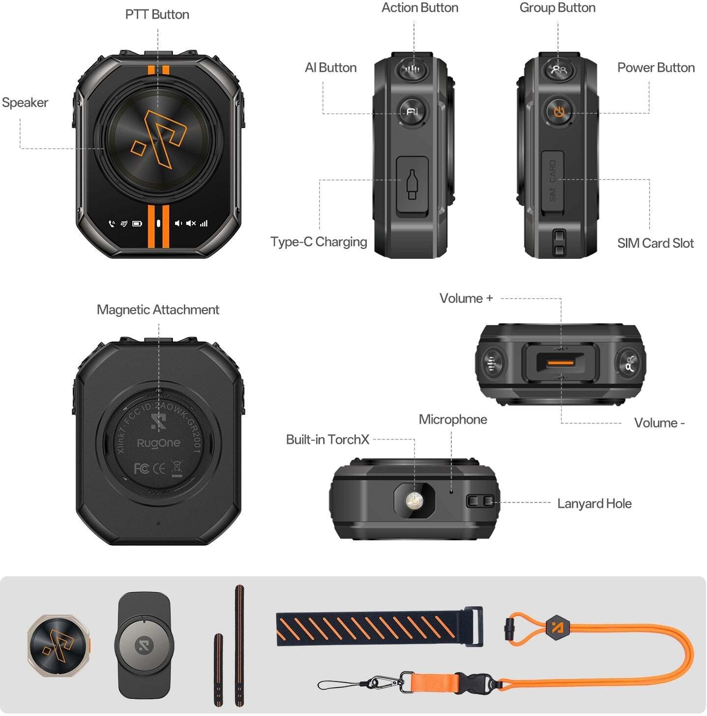 UleFone Walkie-talkie RugOne Xlink 7 4G (Sports Black) (RO-Xlink/BK)
