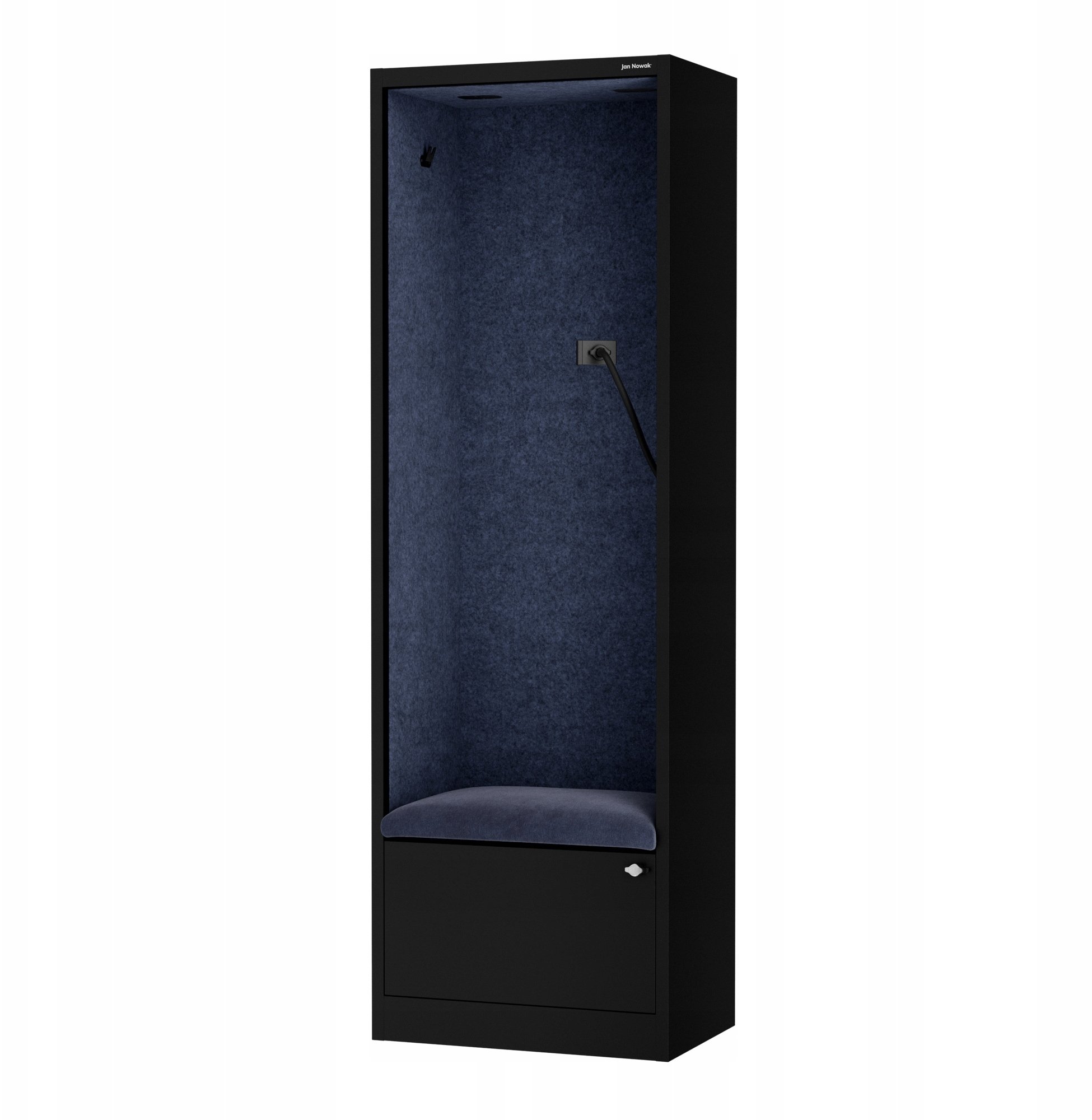 Jan Nowak Kabina akustyczna SALLY MentalBox 600 mm – czarny korpus, granatowe siedzisko