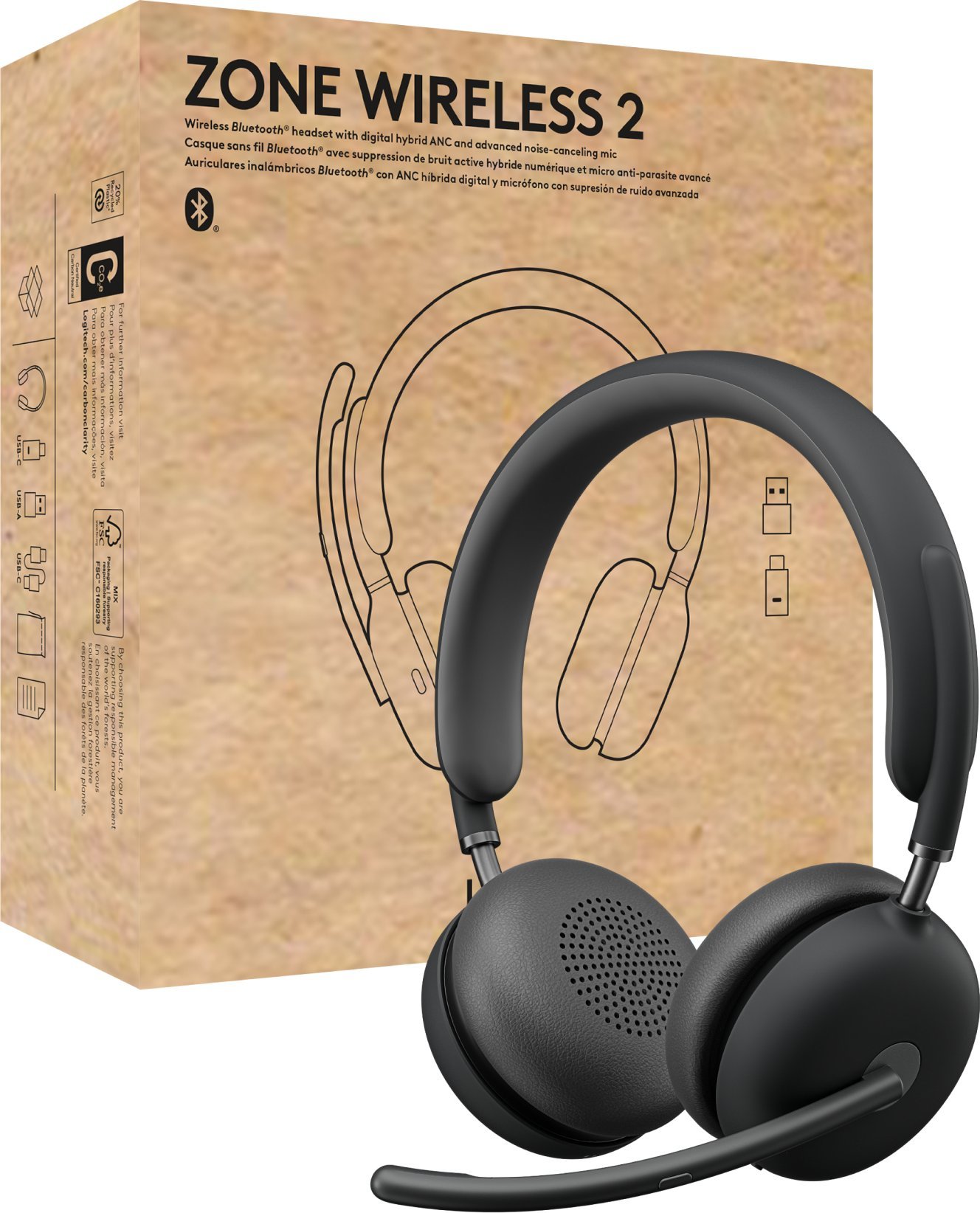 Logitech Zone Wireless 2 UC Grafitowy (981-001311)