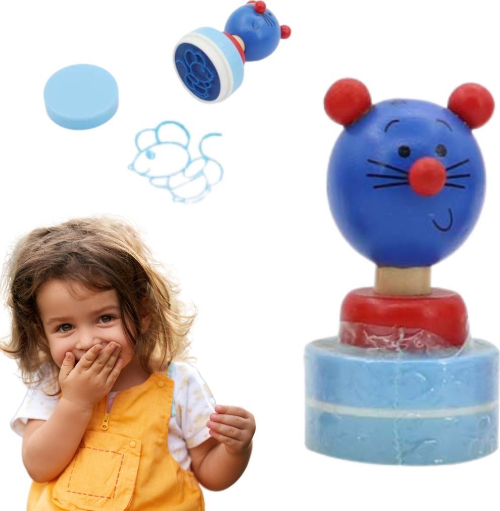 ProNice DREWNIANA PIECZĄTKA STEMPELEK TUSZ WZÓR ZWIERZĄTKO