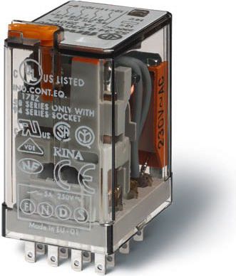 Finder Przekaźnik miniaturowy 4P 7A 24V AC przycisk testujący wskaźnik zadziałania (55.34.8.024.0040)