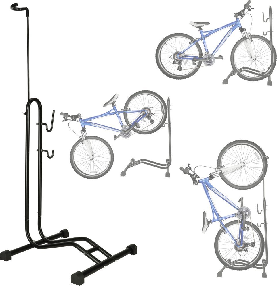 KIK Stojak na rower pojedynczy wysoki mocny metalowy czarny