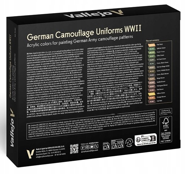 Vallejo Model Color Figure Niemieckie mundury kamuflażowe WWII 16 x 18 ml