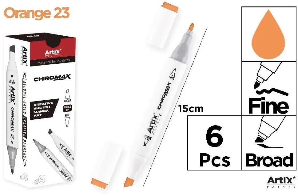 Marker Chromax z 2 końcówk. orange 23 (6szt)