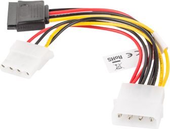 Lanberg SATA 15-pin - Molex x2, 0.15m, Wielokolorowy (CA-HDSA-12CU-0015)